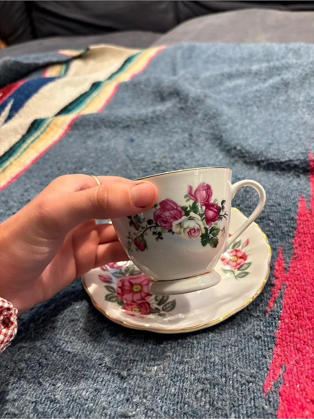 Royal Albert Old Country Roses Floral Teacup and Saucer White & Pink